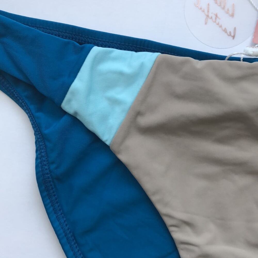 Nwt Pilyq Ocean Blue Color Block Full Bikinis - image 2